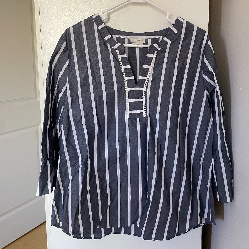 Van Heusen Striped Blouse, Size Large